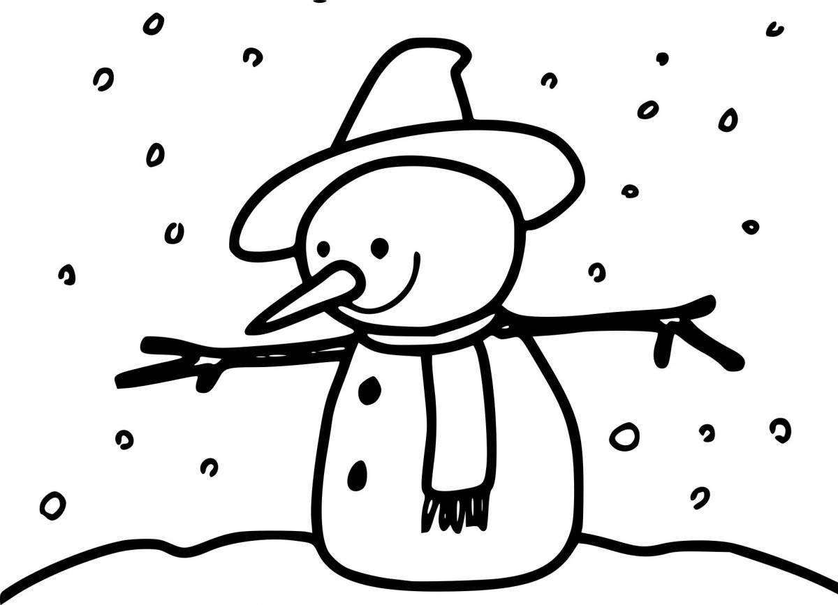 Children's happy snow coloring page for babies