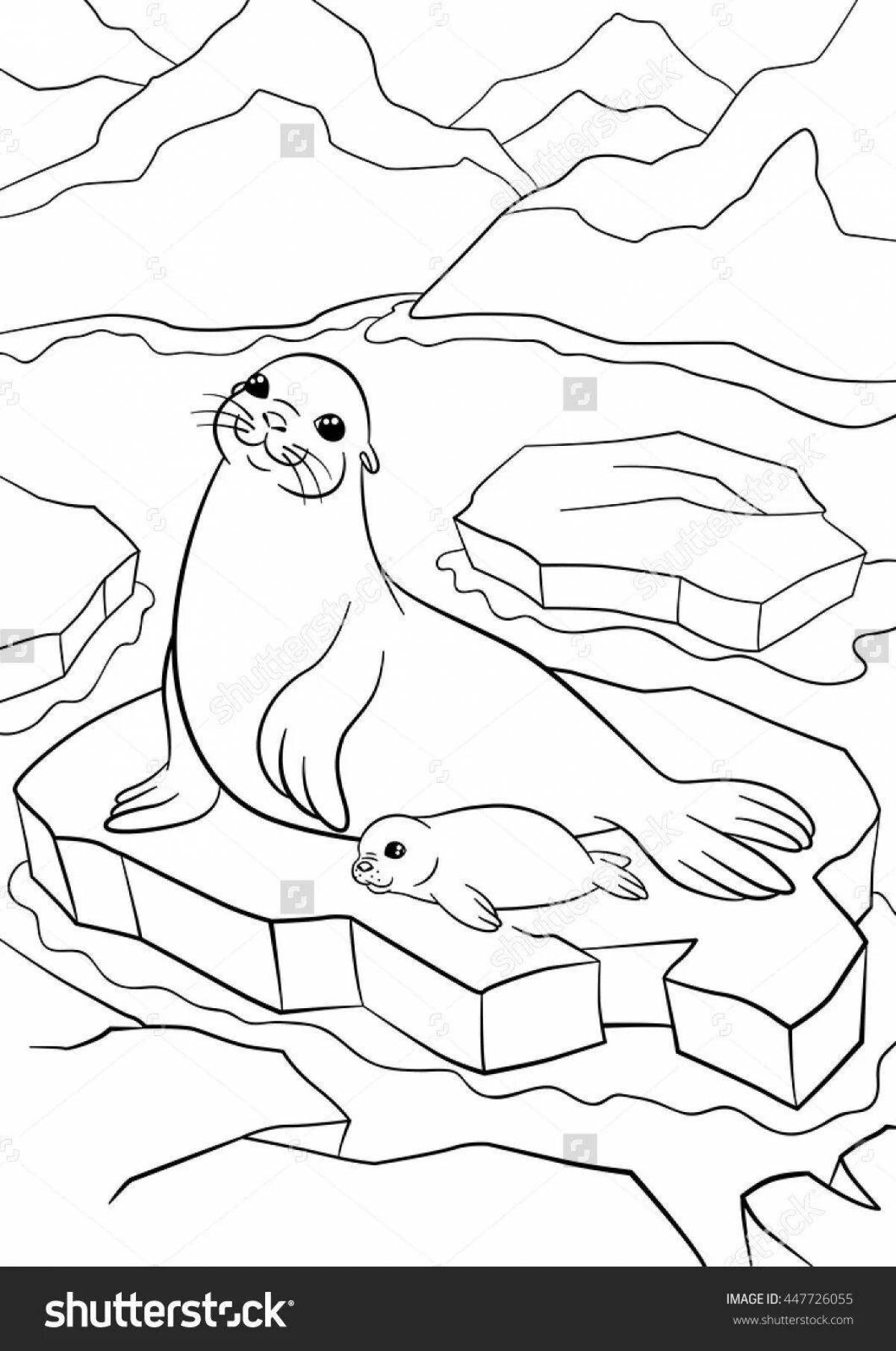Bright ice floe coloring page for kids