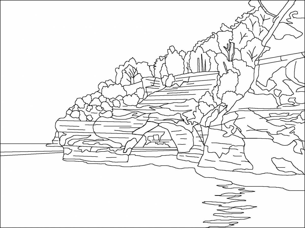 Rough lake coloring page for kids