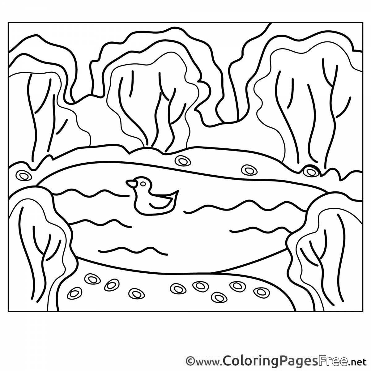 Beautiful lake coloring pages for kids