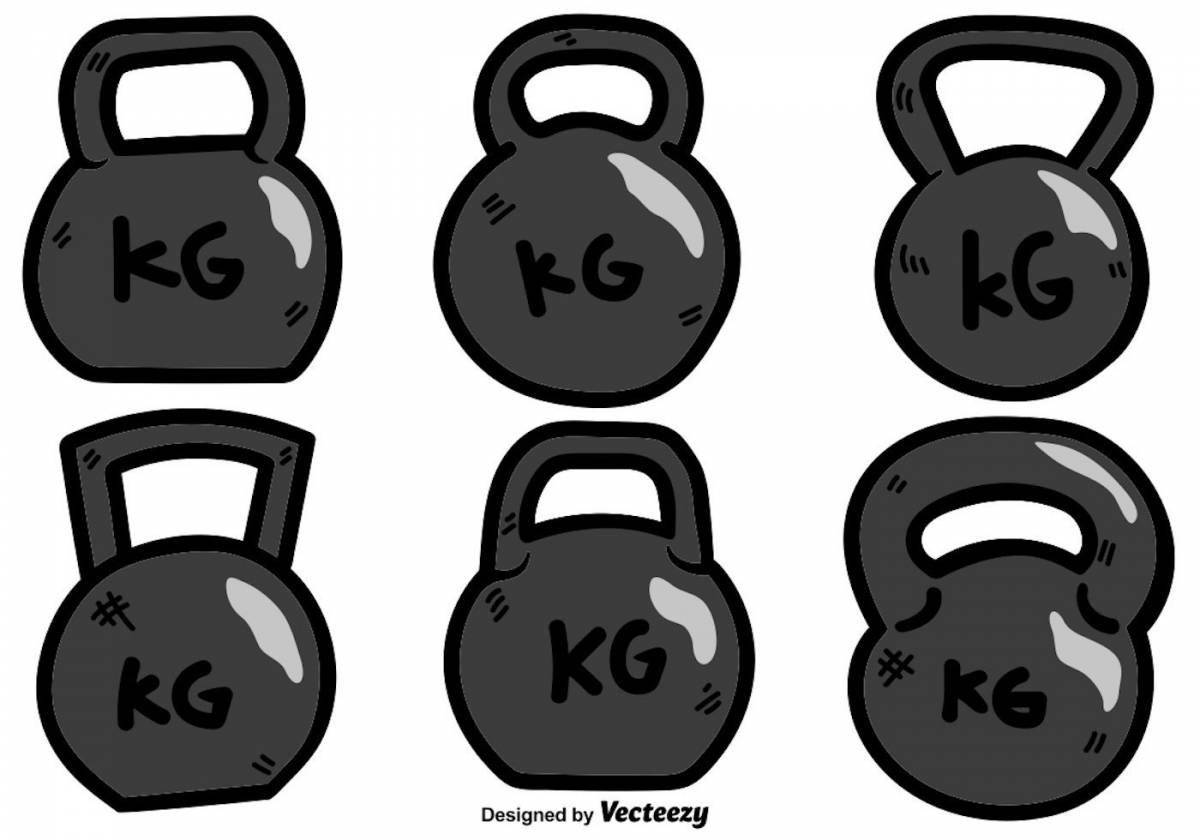 Fun coloring with kettlebells for kids