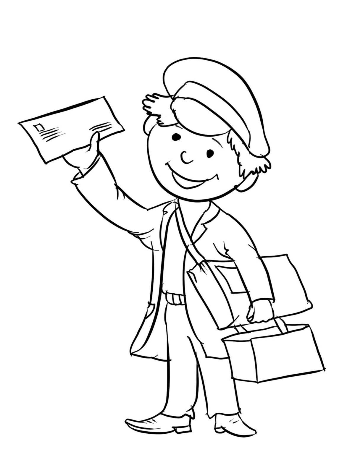 Colorful postman coloring book for kids