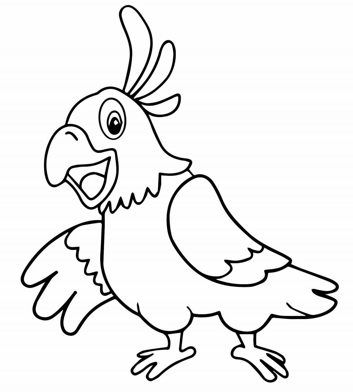Playful parrot coloring page for kids