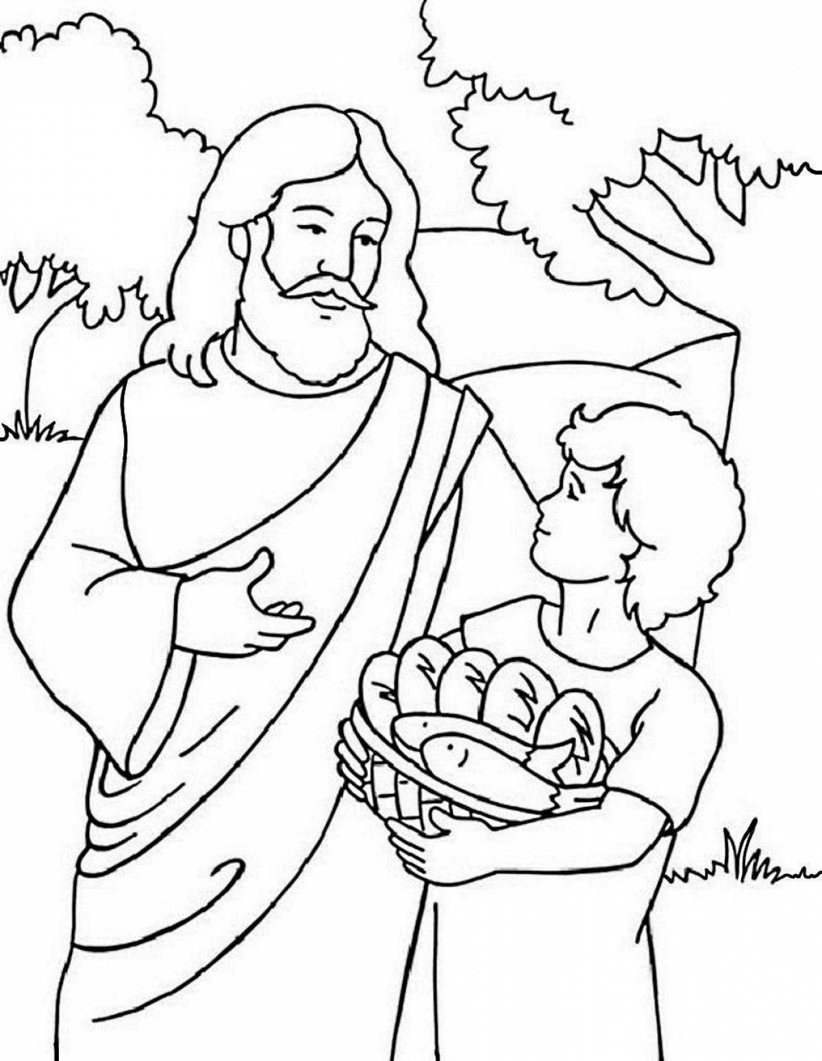 Игривая страница раскраски иисуса для детей