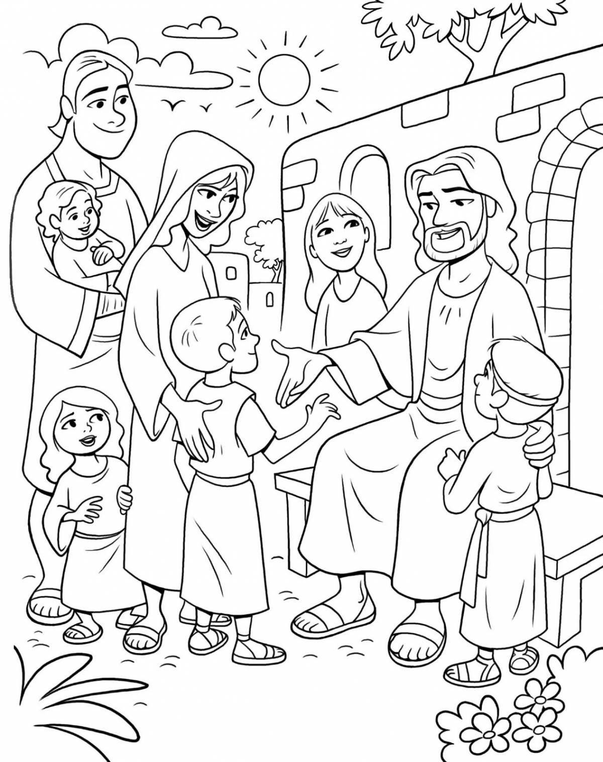 Coloring book peaceful jesus for kids