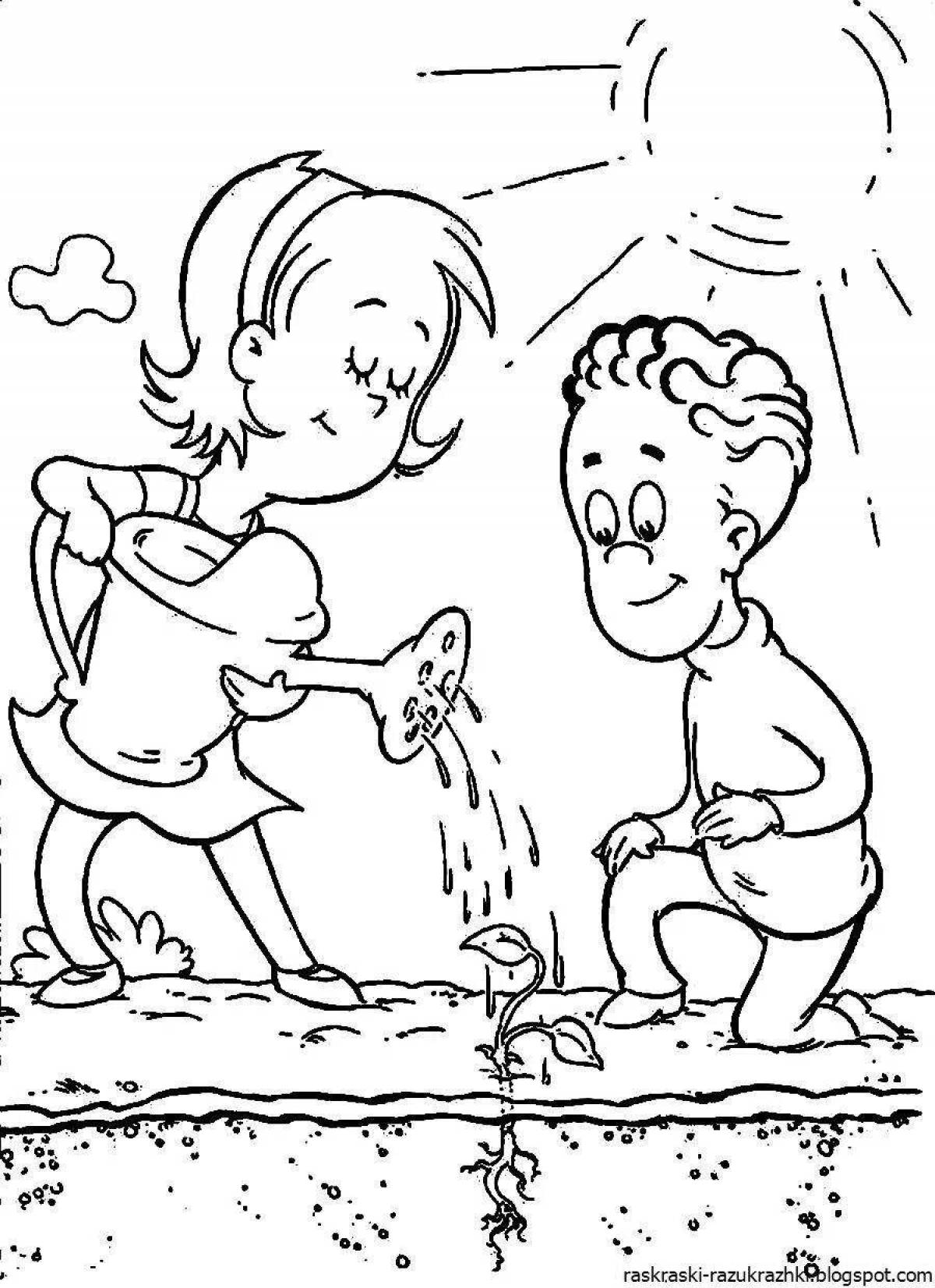 Playful water coloring for kids