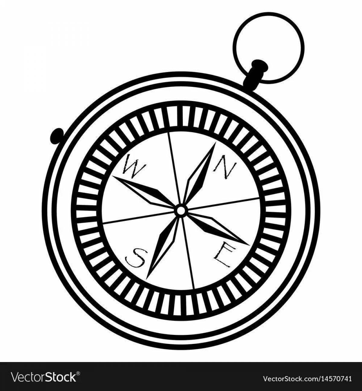 Vibrant compass coloring page for kids