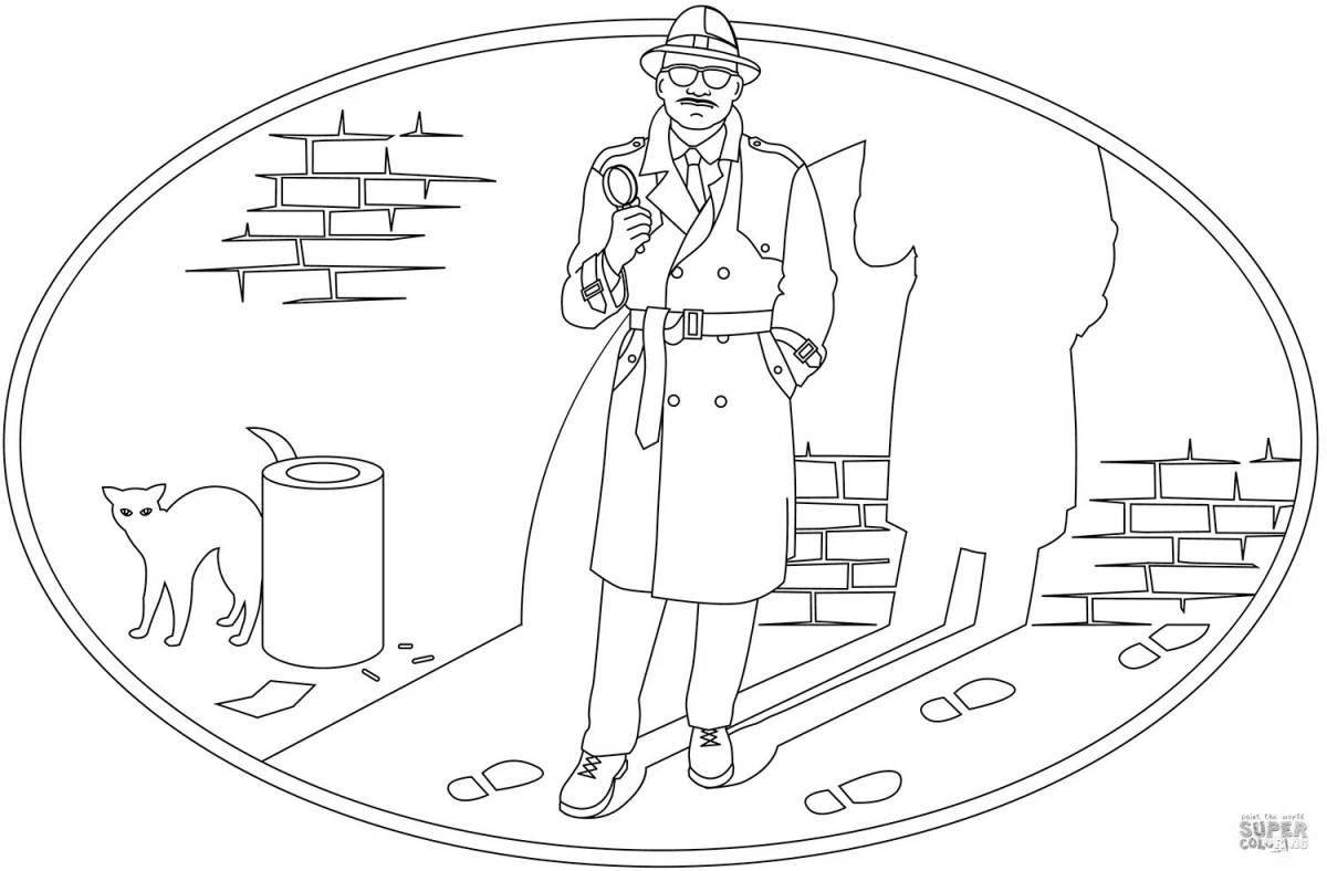 Exciting detective coloring book