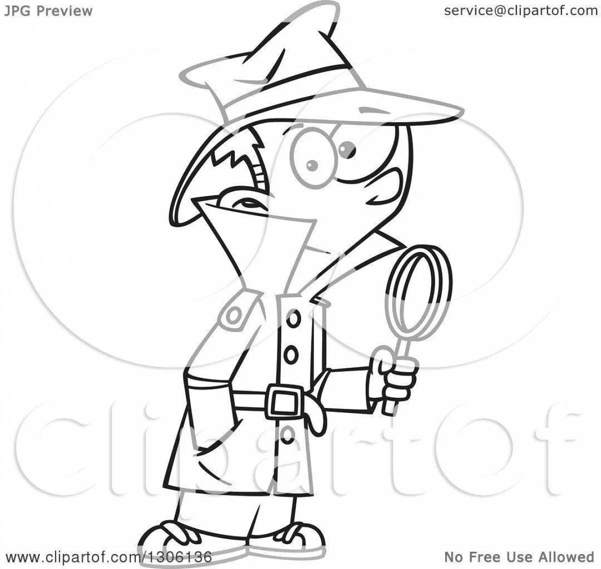 Photo Adventurous detective coloring page