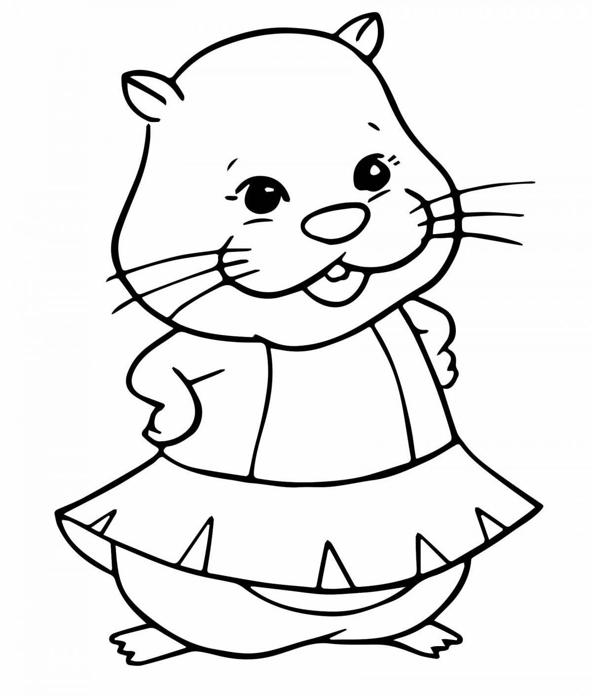 Fluffy hamster coloring for kids