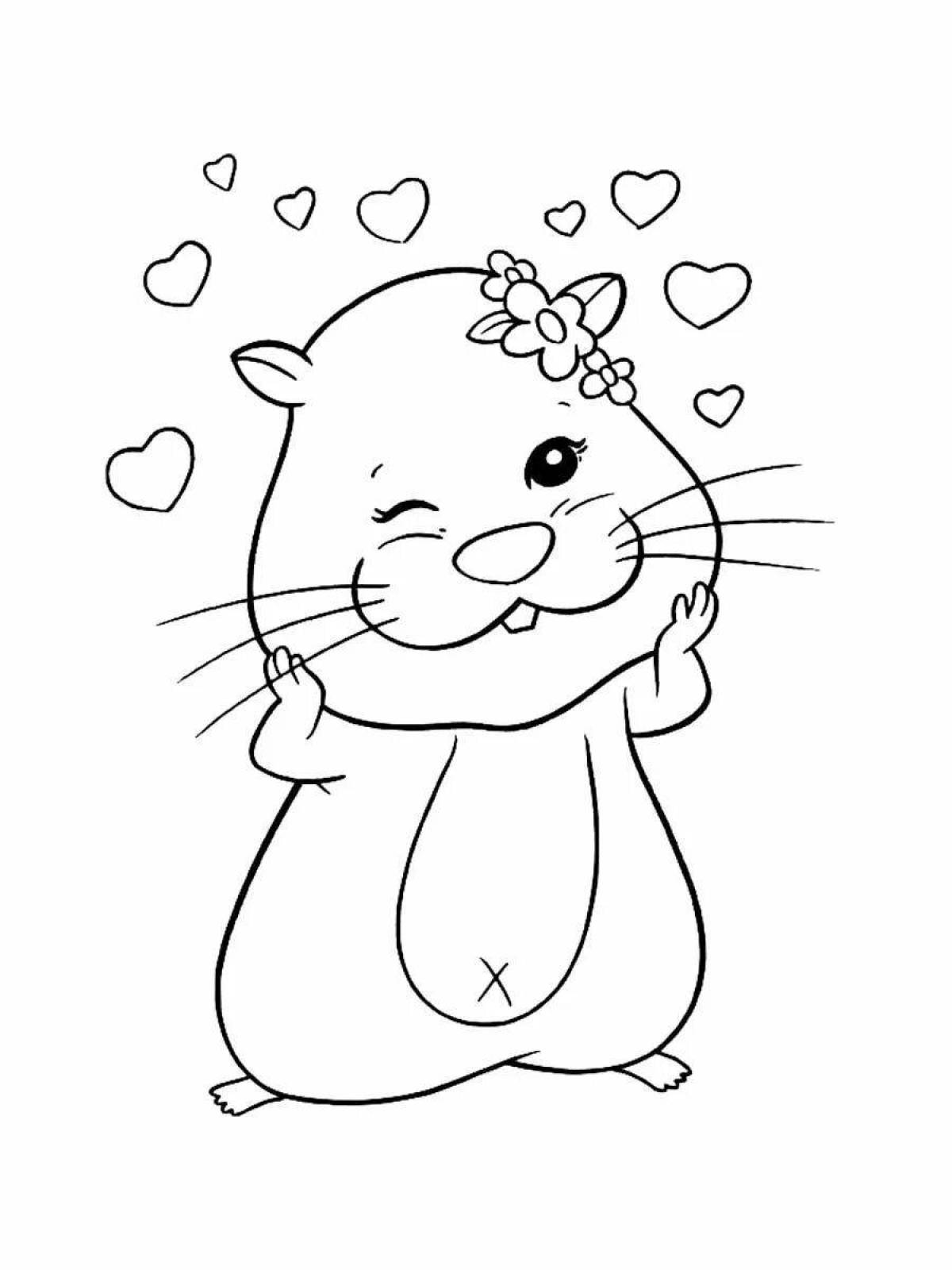 Fluffy hamster coloring book for kids