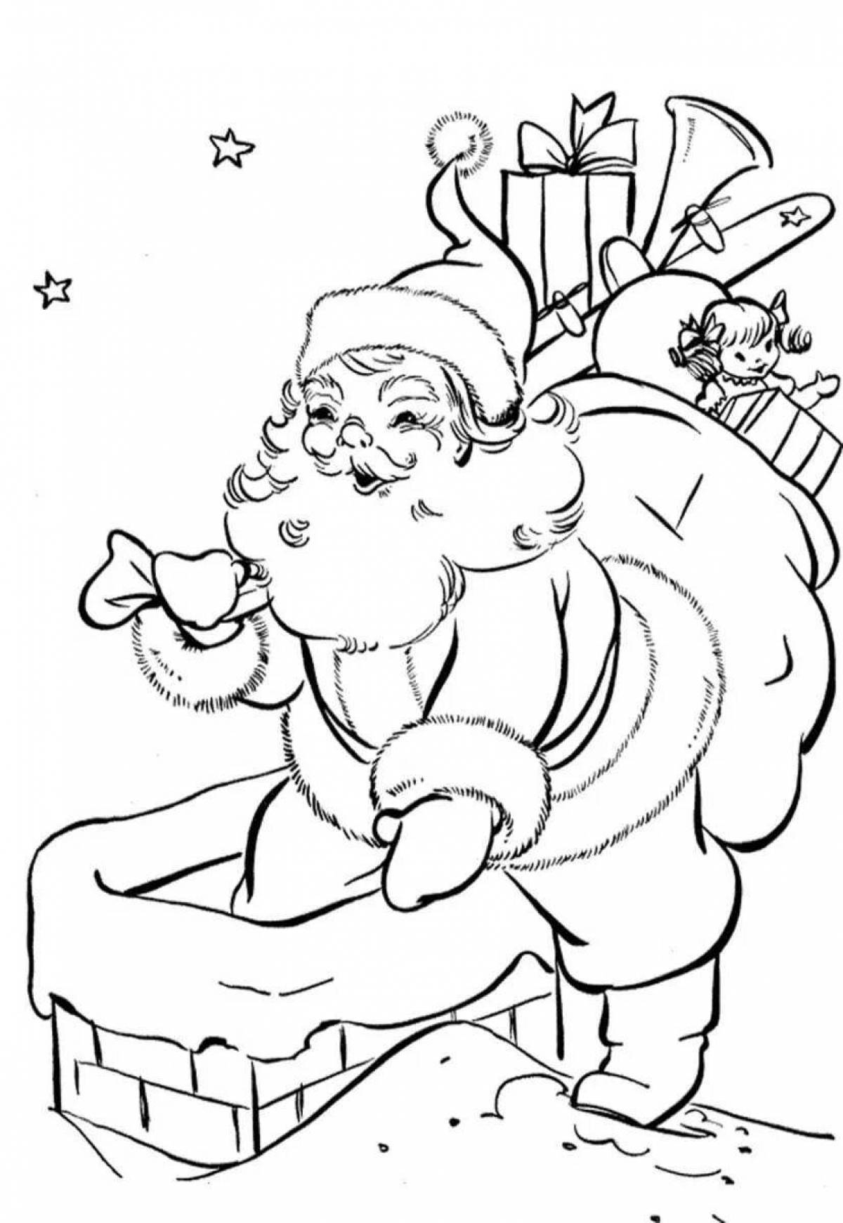Coloring page adorable santa claus for kids