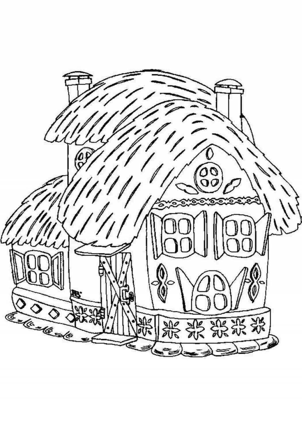 Сверкающая раскраска сказочный домик