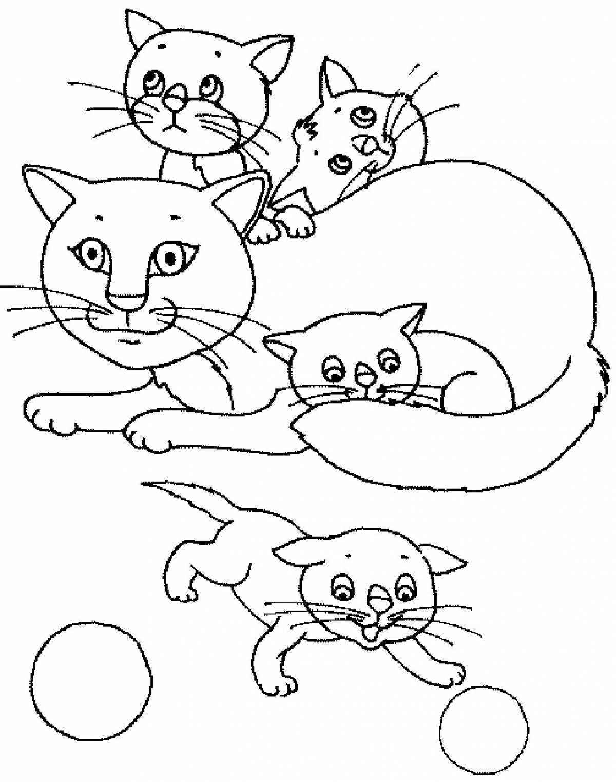 Three kittens playful coloring pages