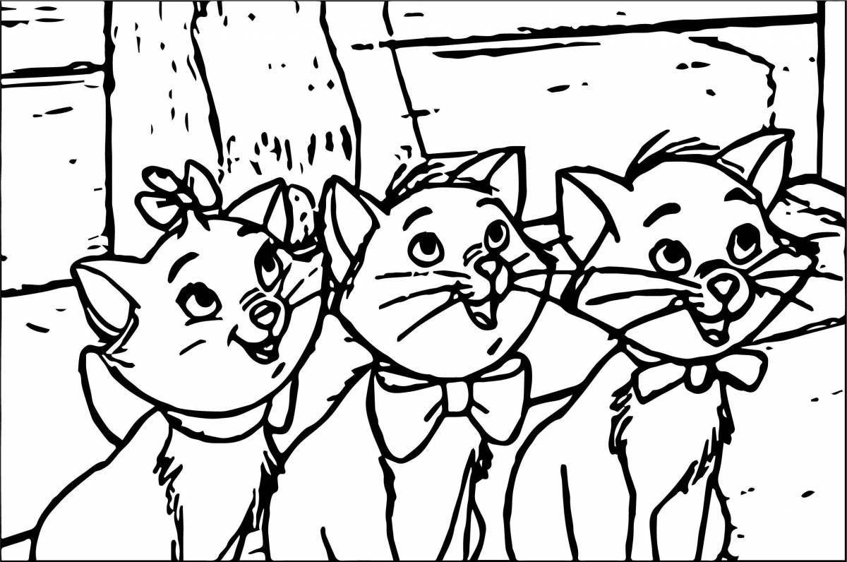 Cute three kittens coloring book