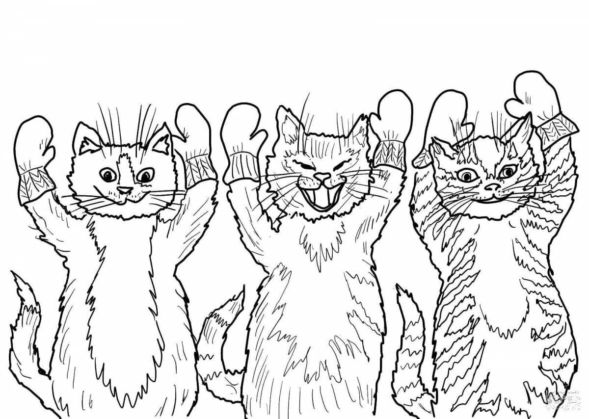 Веселые раскраски три котенка