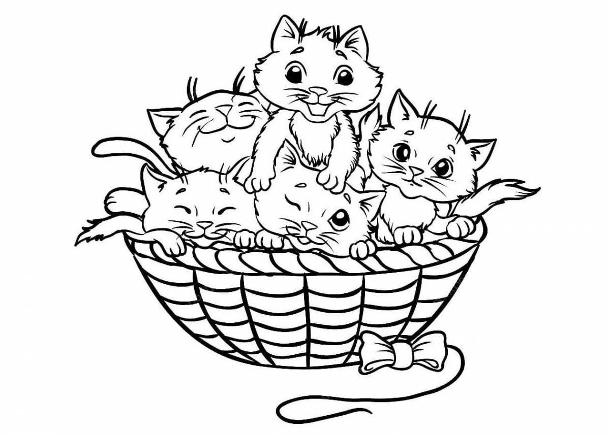Three gorgeous kittens coloring page