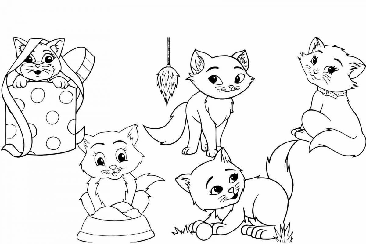 Coloring book dazzling three kittens