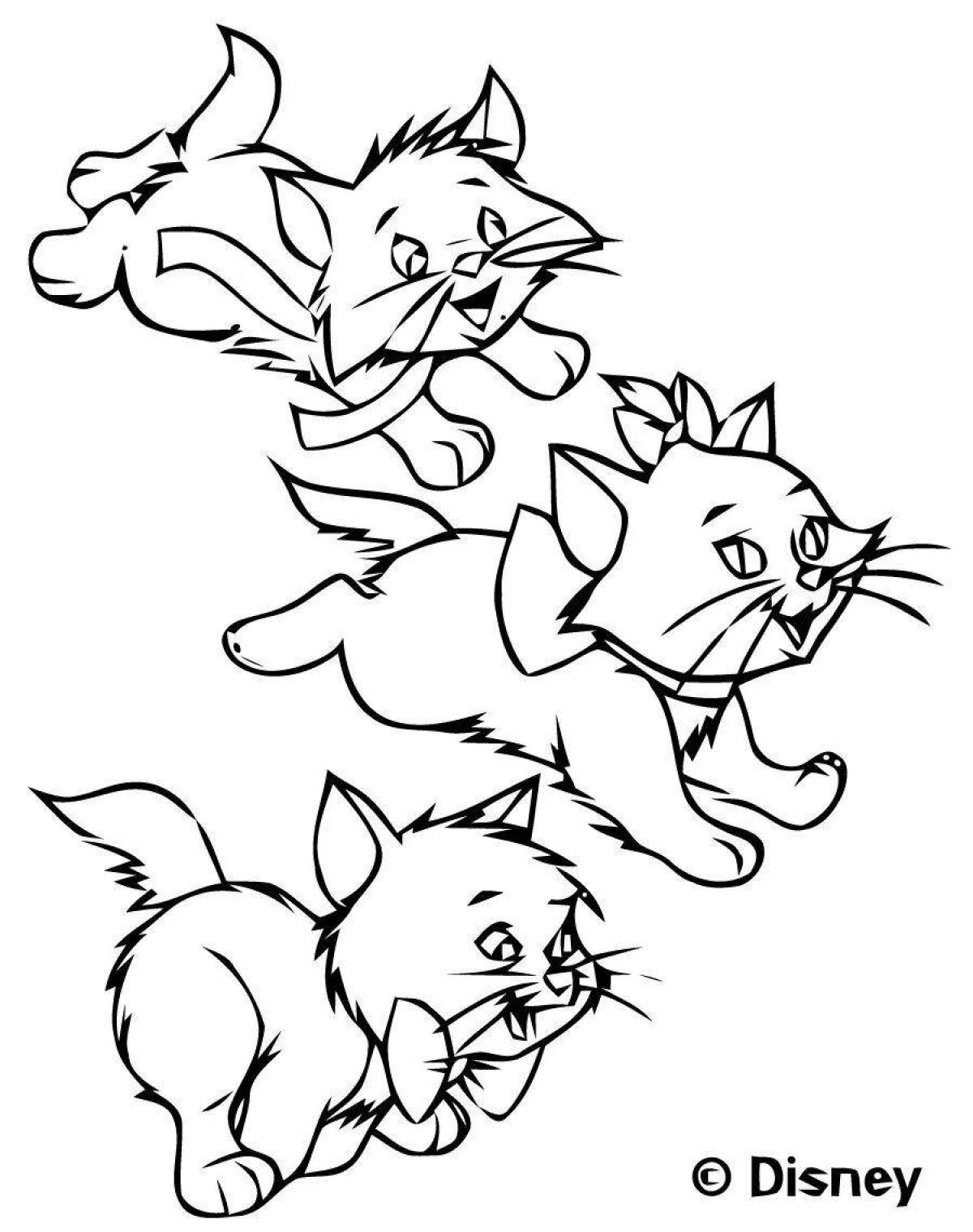 Раскраска сияющие три котенка