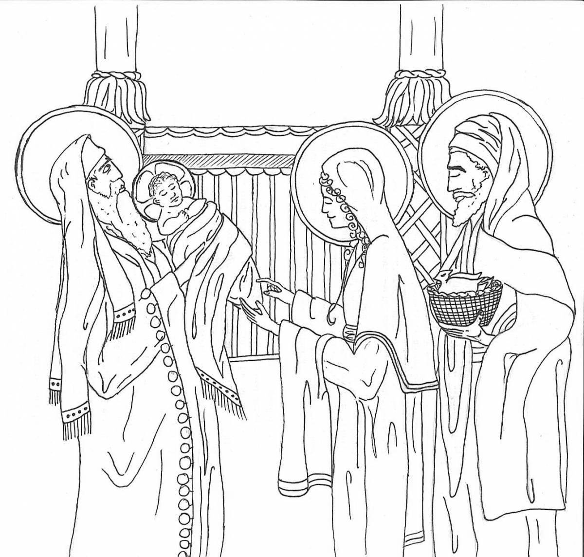 Coloring page joyful meeting of the Lord