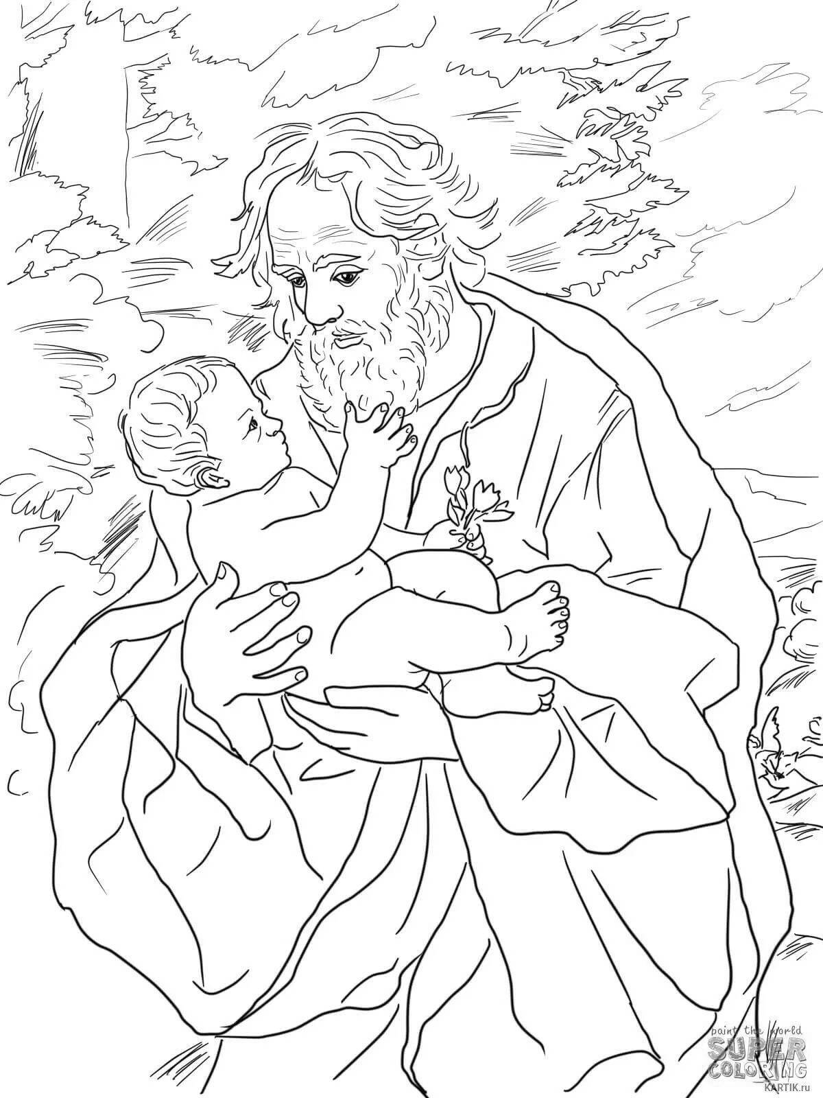 Coloring page of the festive meeting of the Lord