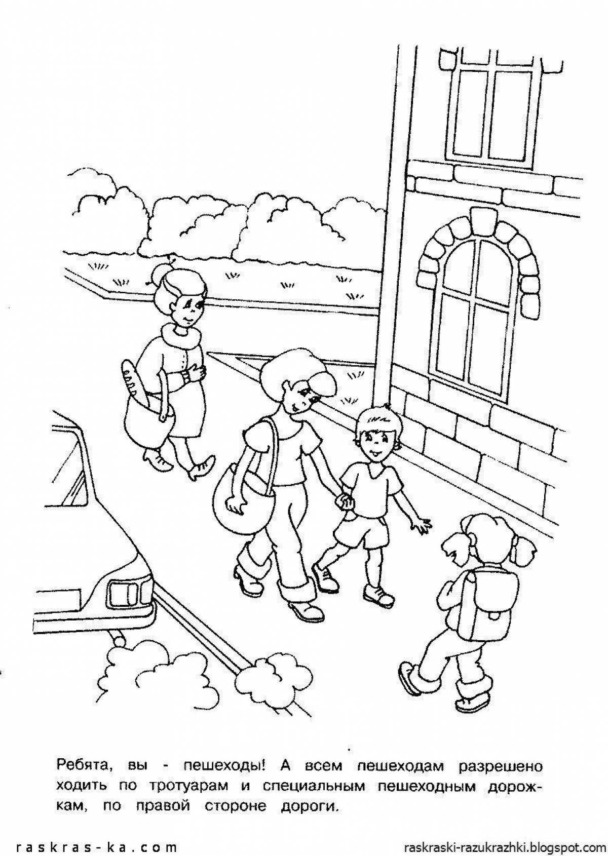 Playful safety rules coloring page