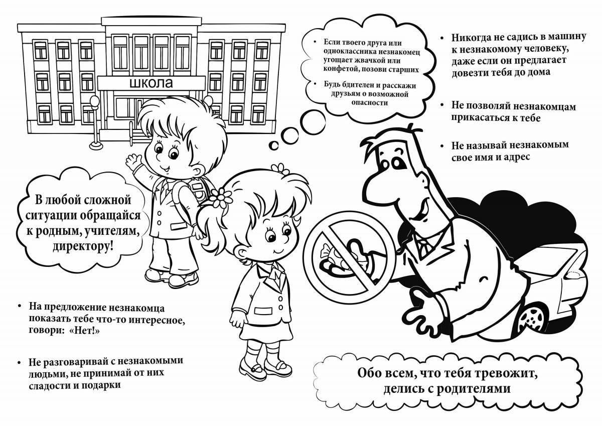 Coloring book encouraging safety rules