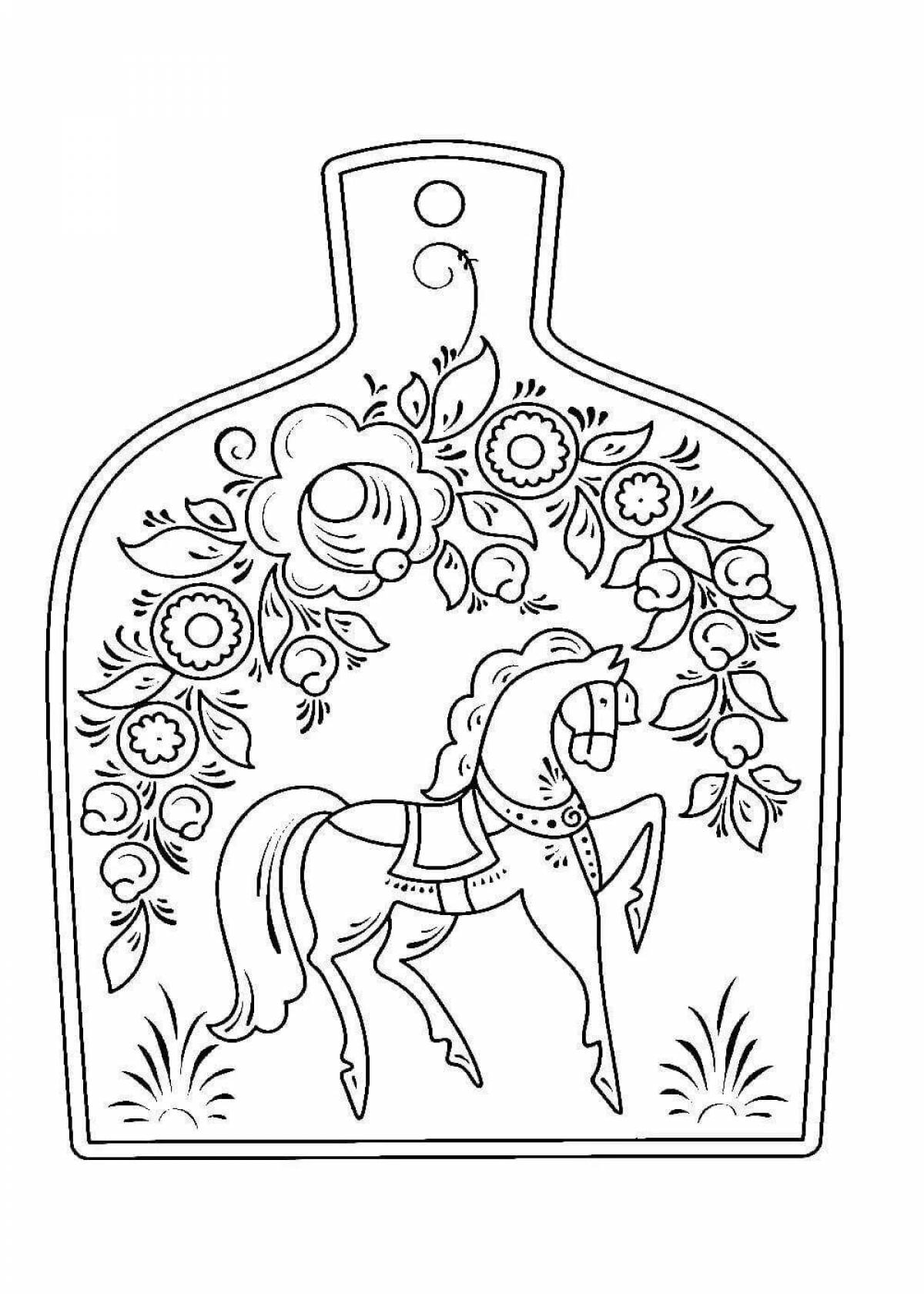 Раскраска Волшебная городецкая роспись для дошкольников