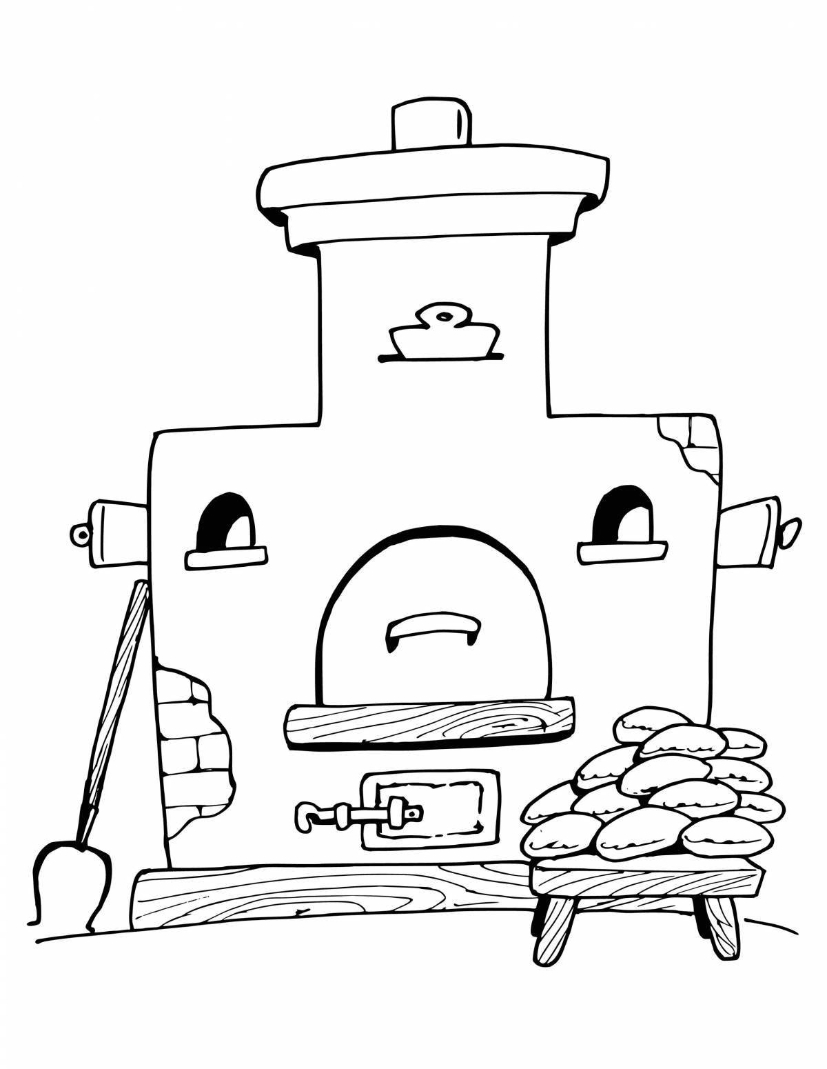 Bold Russian oven coloring pages for kids