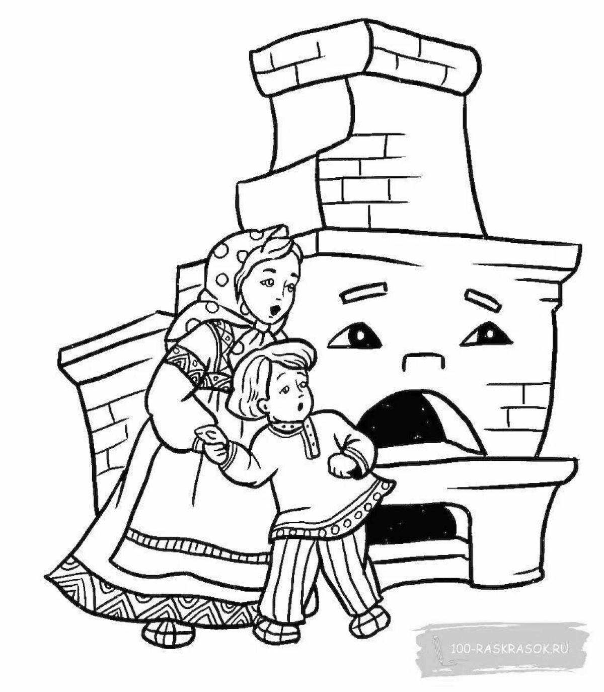 Shiny Russian oven coloring pages for kids