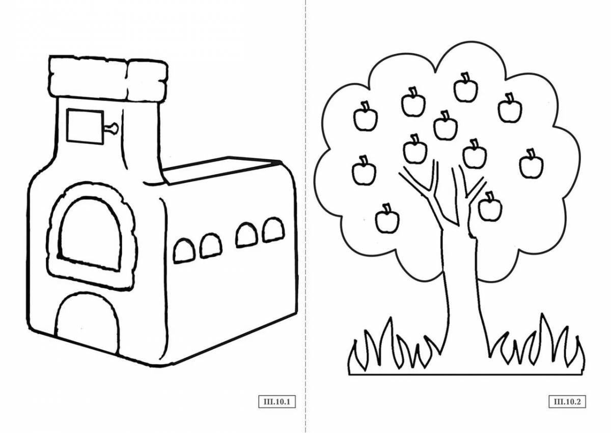 Flickering Russian stove coloring pages for kids