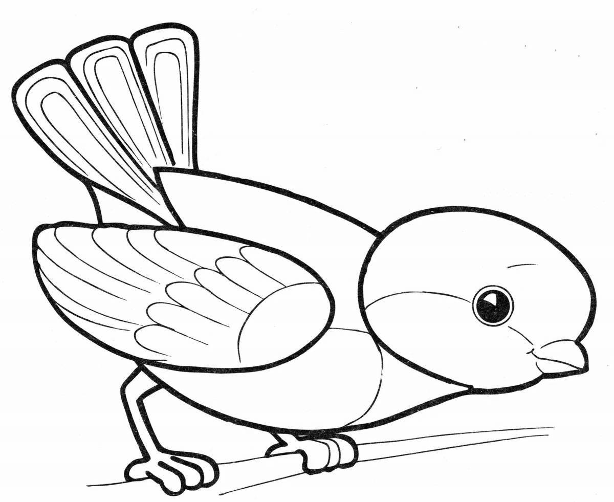 Adorable titmouse drawing for schoolchildren