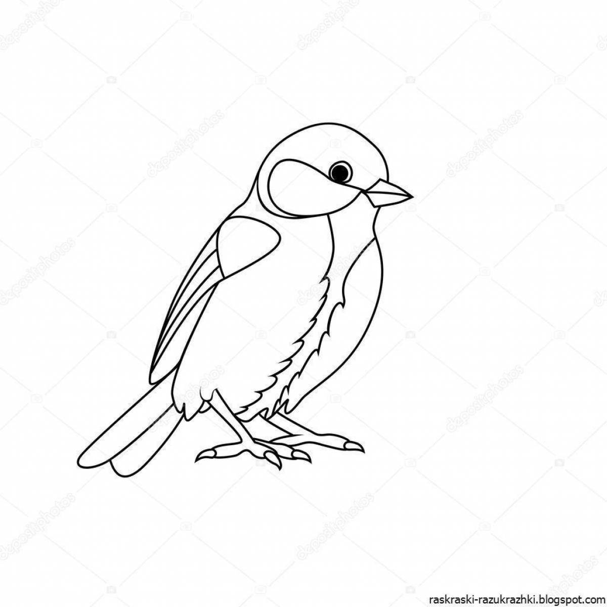 Fantastic drawing of a tit for schoolchildren