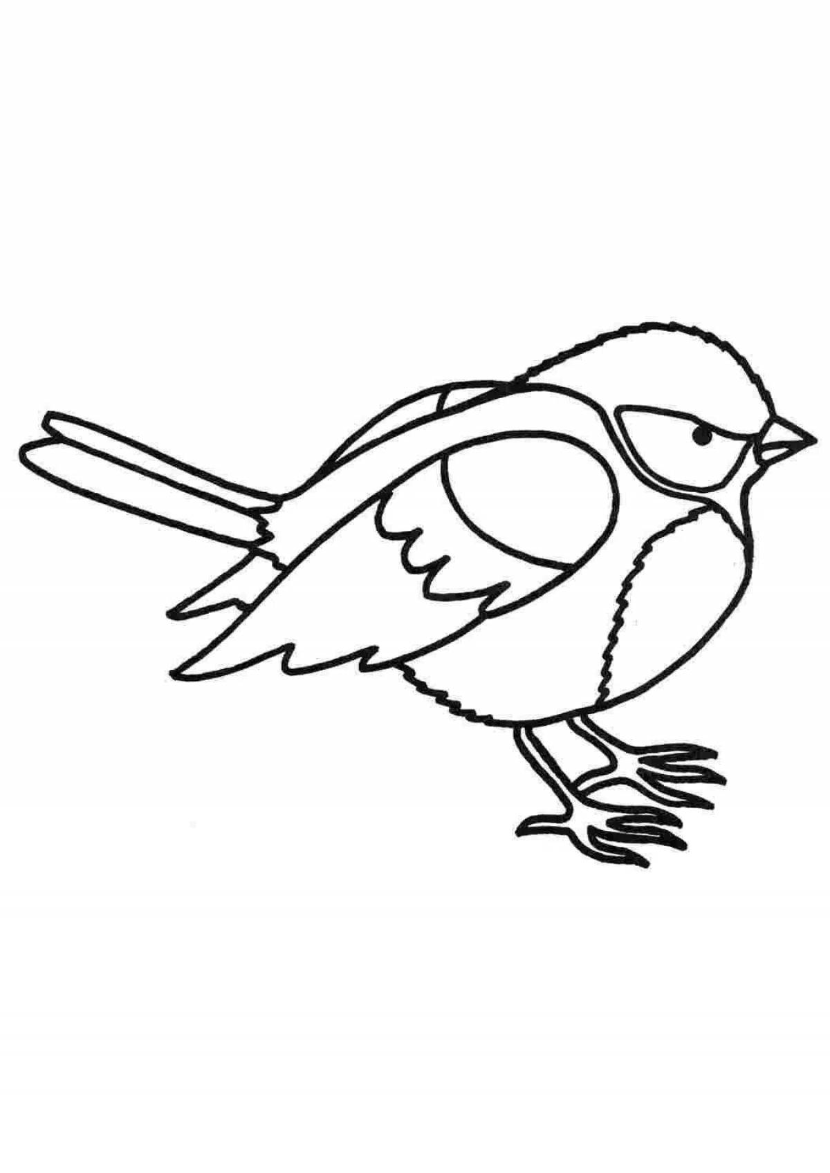 Uplifting drawing of a tit for children