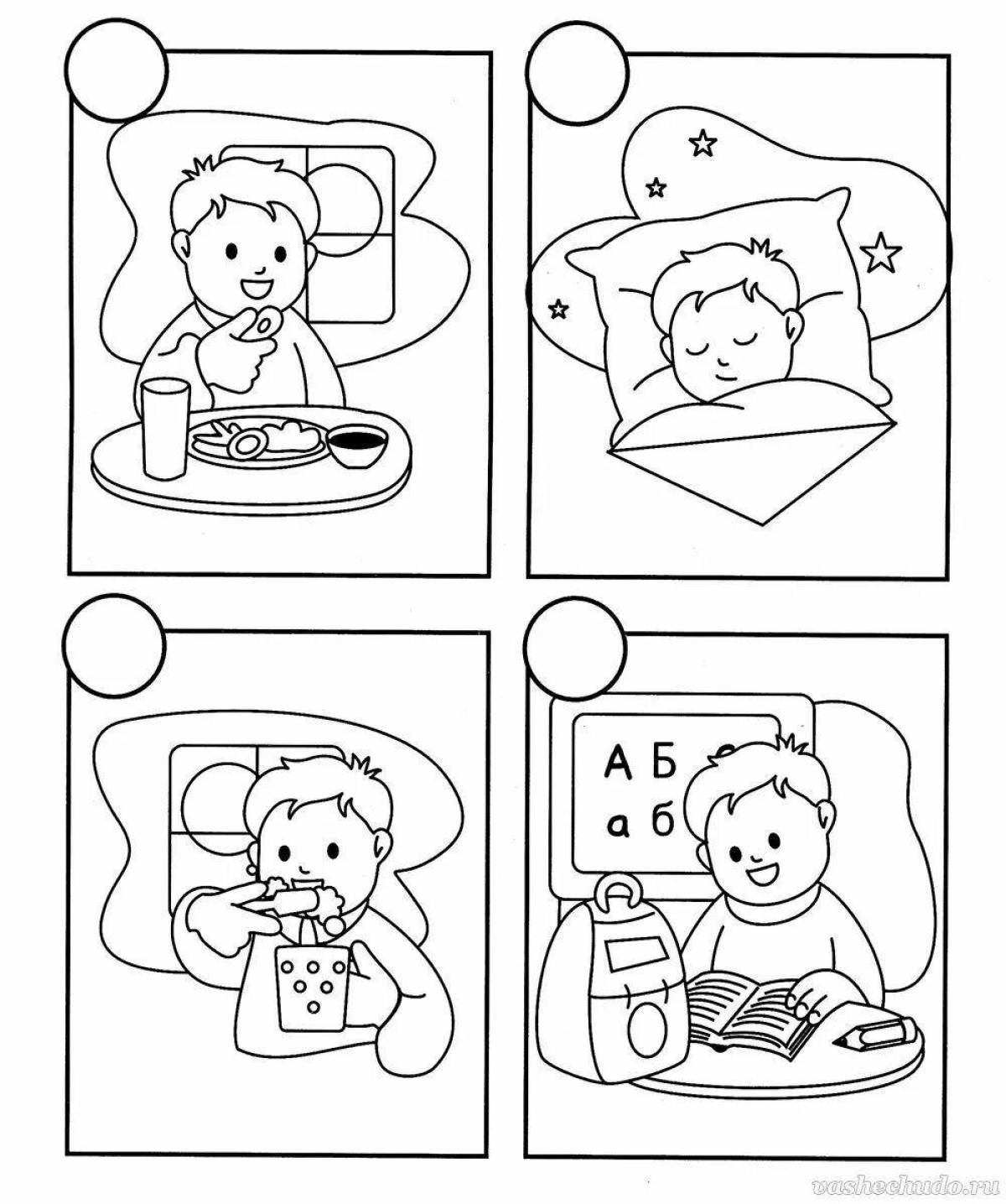 Luminous day-night coloring page for kids