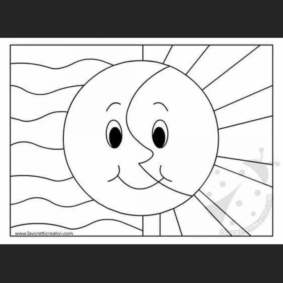 Playful day and night coloring page for kids