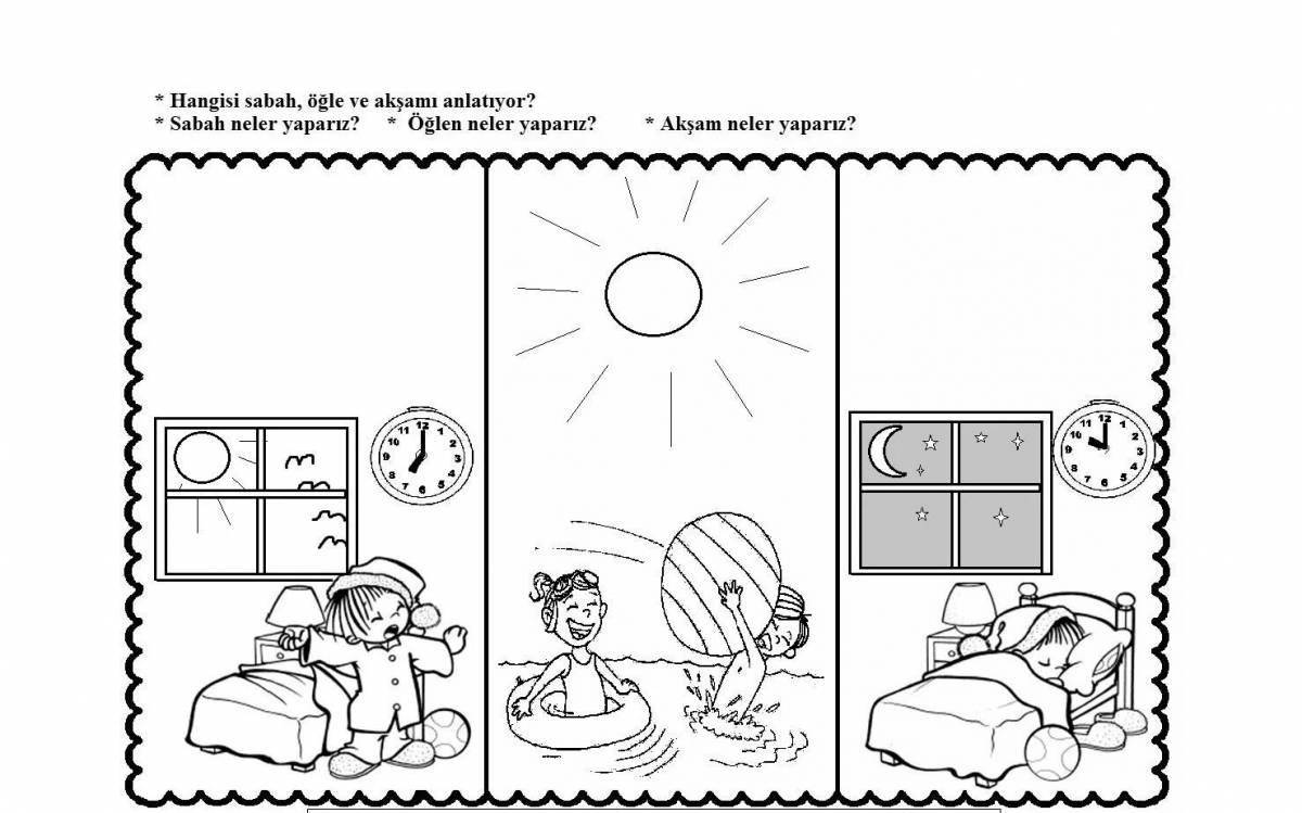Exciting day and night coloring book for kids