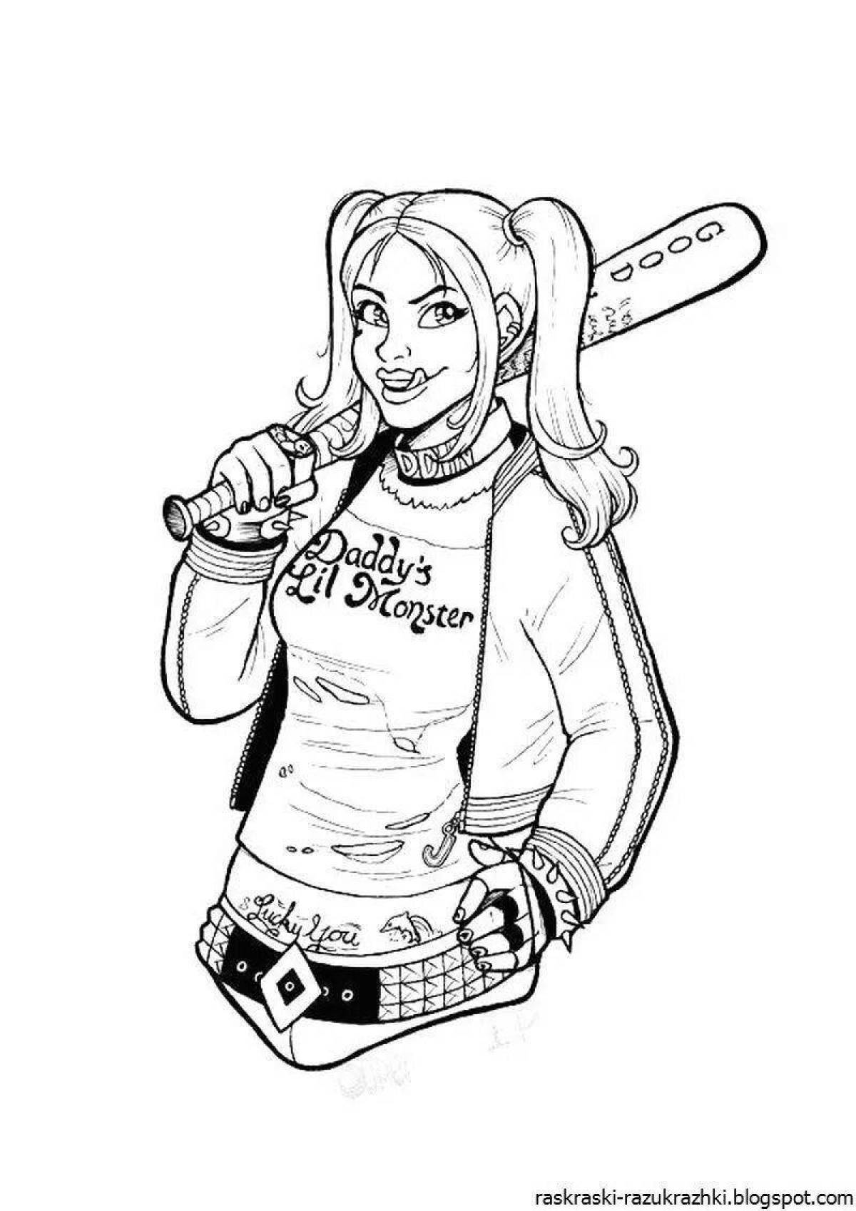 Adorable harley quinn coloring book for girls