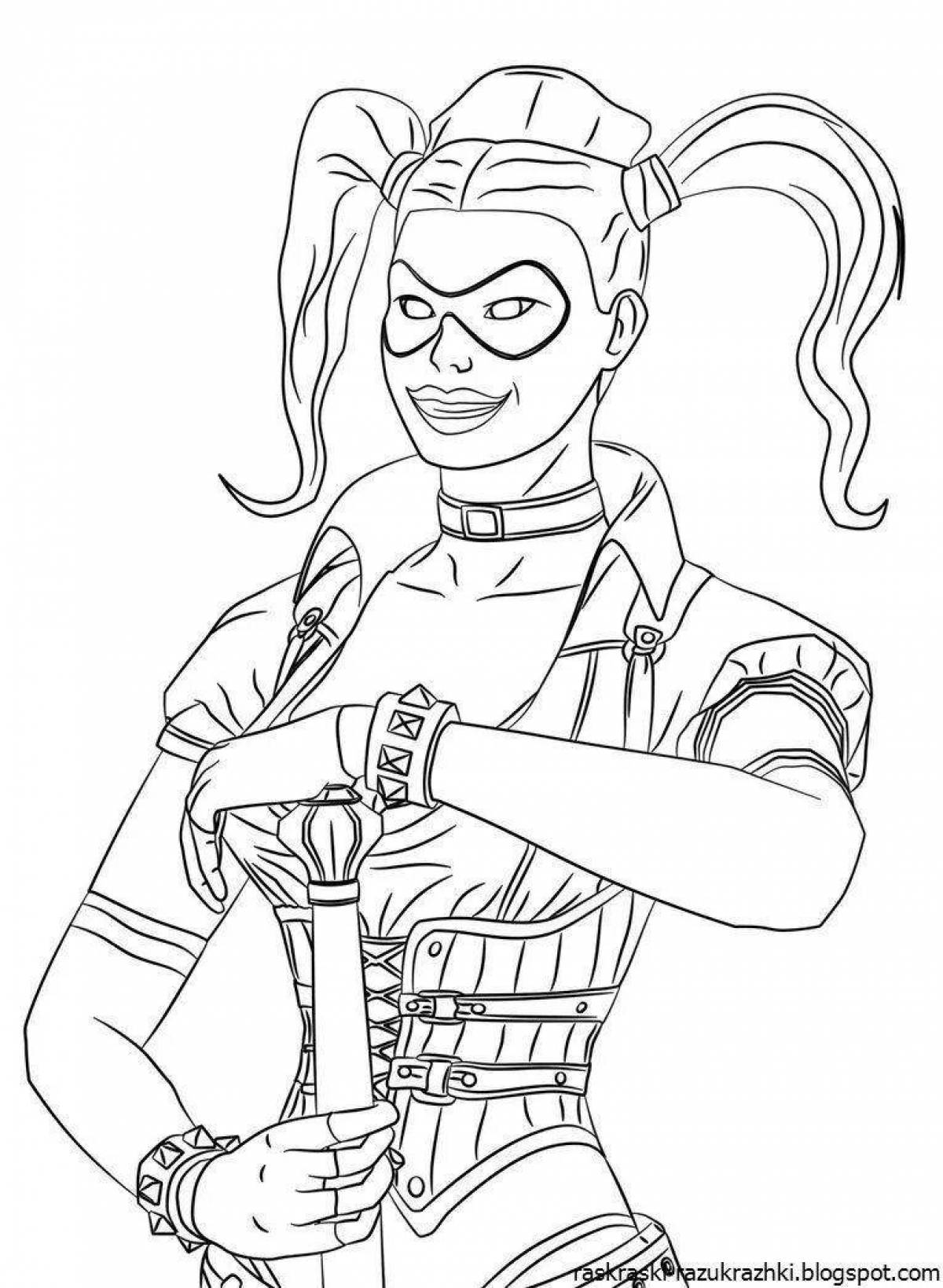 Charming harley quinn coloring book for girls