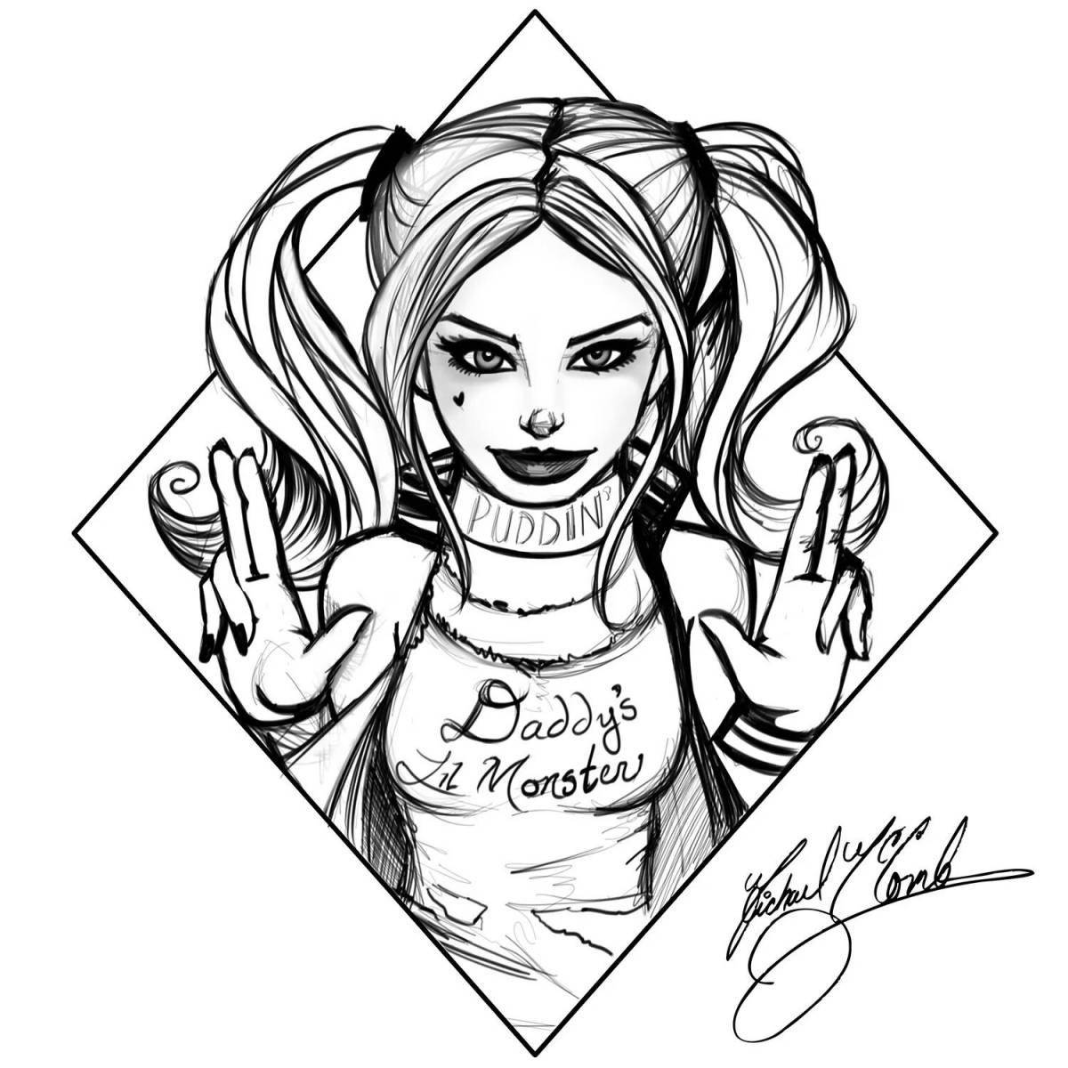 Gorgeous harley quinn coloring book for girls