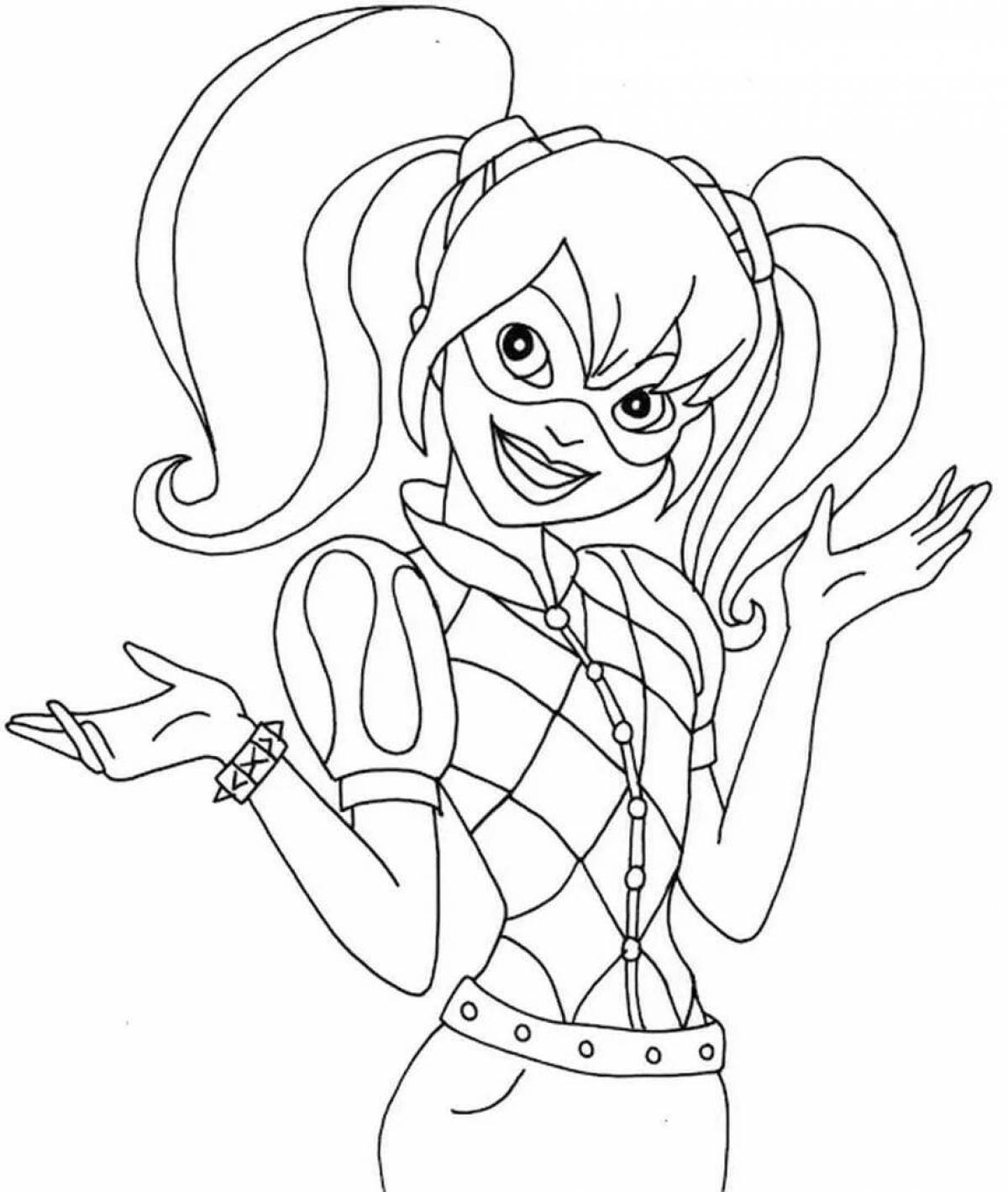 Harley Quinn funny coloring book for girls