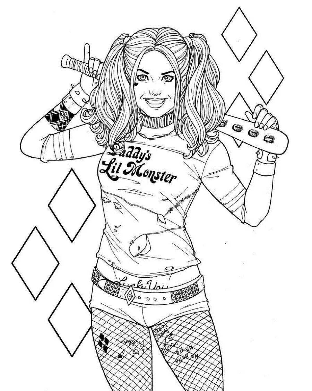 Attractive harley quinn coloring book for girls
