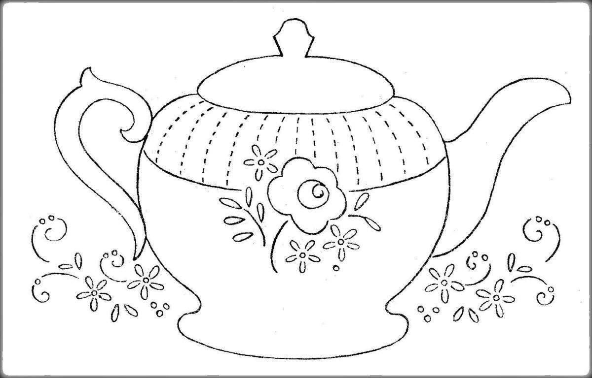 Gzhel colorful teapot coloring book for kids
