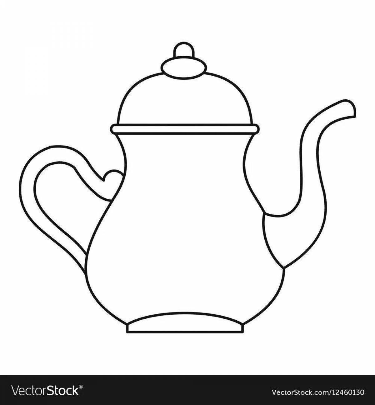 Gzhel teapot coloring page for kids