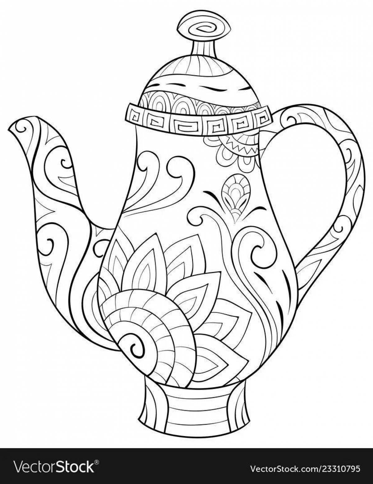 Gzhel teapot coloring book for kids