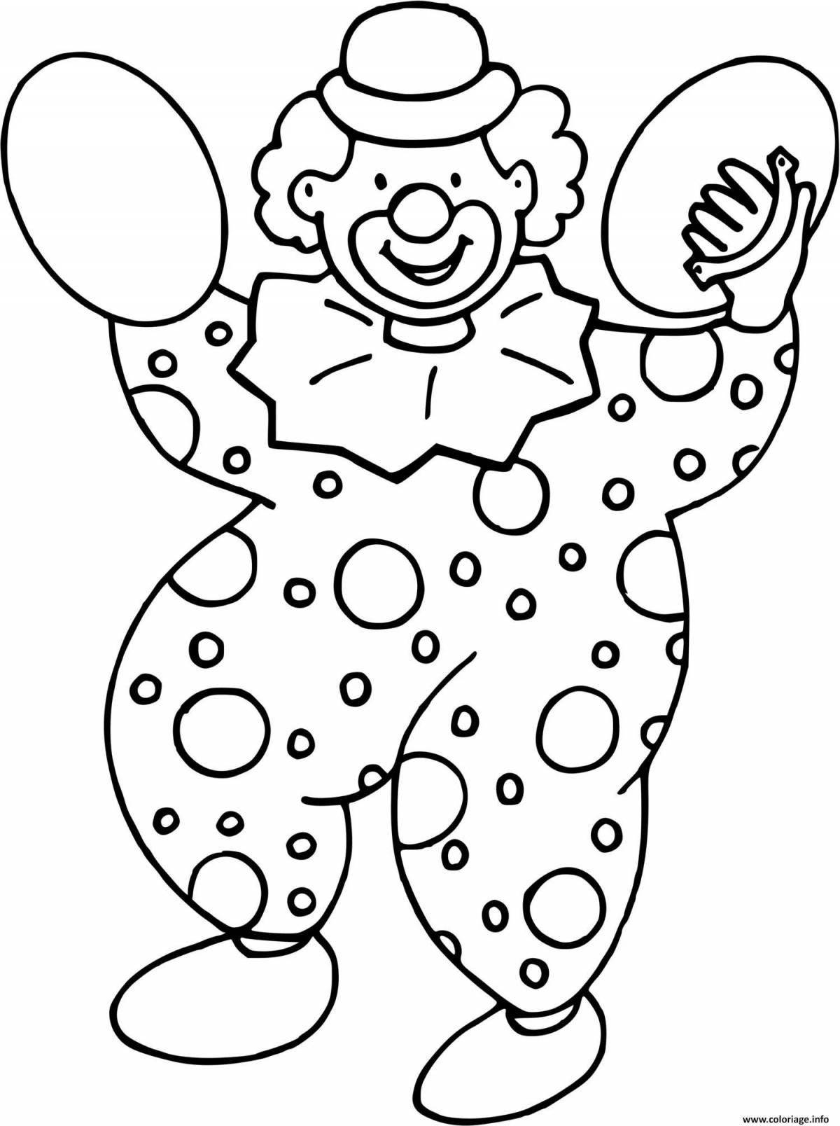 Playful coloring book funny clown for kids