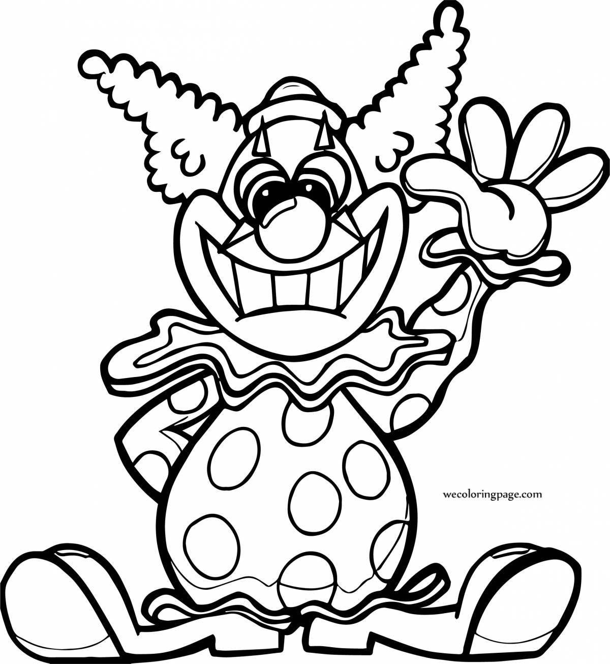 Jocular coloring page funny clown for kids