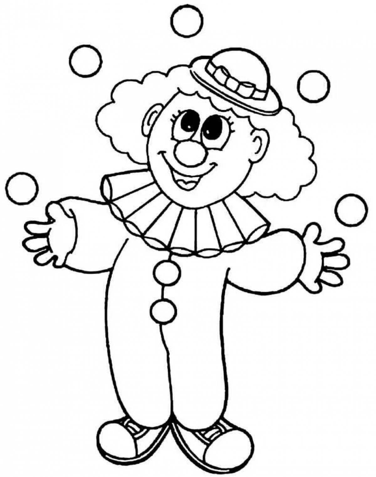 Colorful funny clown coloring book for kids