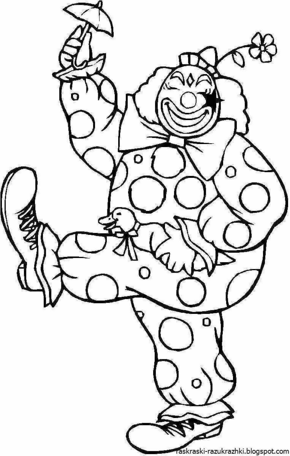 Cute funny clown coloring book for kids