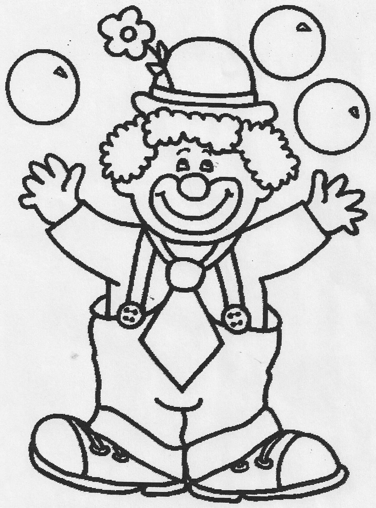 Friendly coloring book funny clown for kids